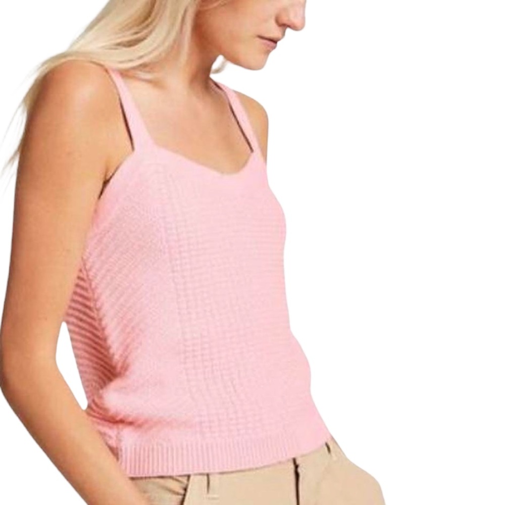 NWOT - Sandy Liang LIMITED EDITION Sweater Knit Pink Tank Top - Picture 1 of 7